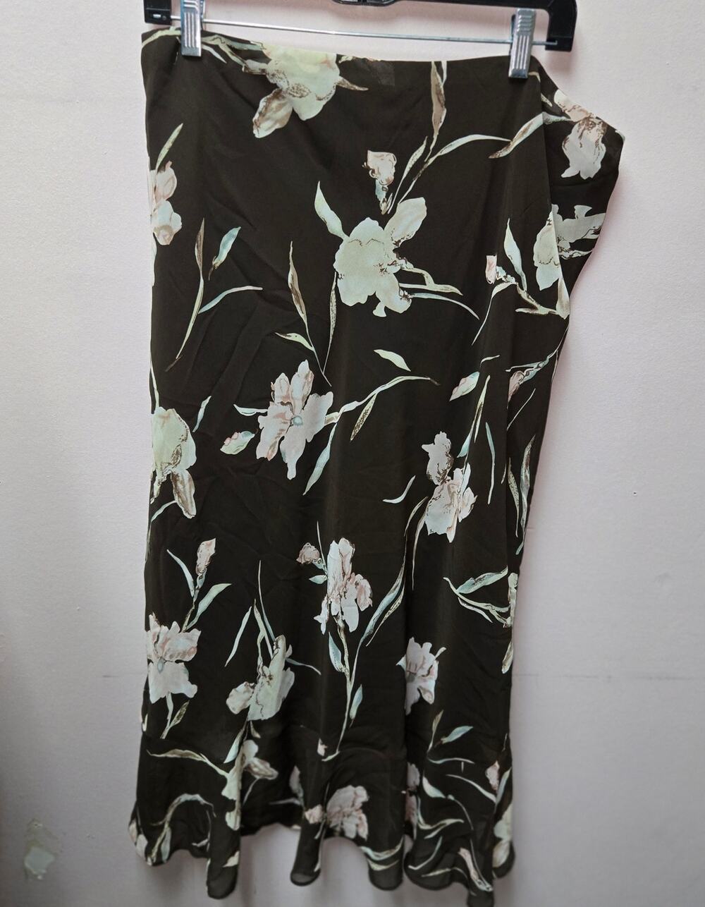 Chaps Floral Maxi Skirt Womens Large Black NWT